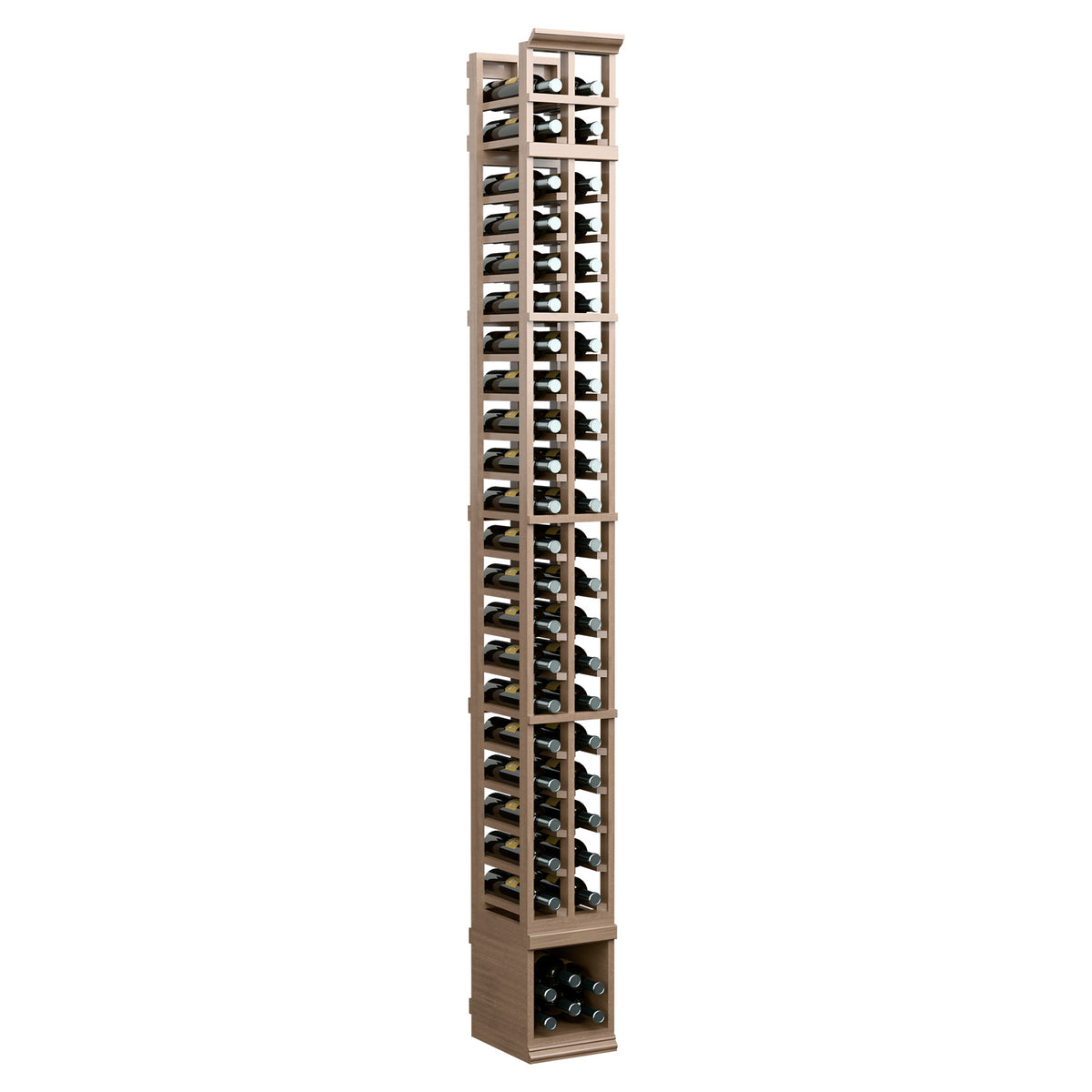 2-column wooden wine rack, light natural finish, narrow two-column bottle rack