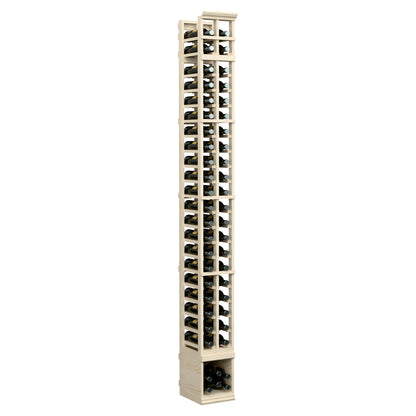 2-column wooden wine bottle rack, vertical bottle rows, light finish, front view