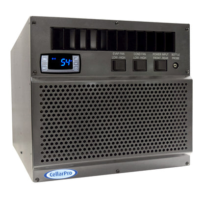 Wine cooling unit front panel with perforated grille and digital temperature display