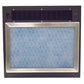 Wine cooling unit with open front and blue protective mesh grille