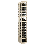 3-column double deep wine display rack with bottle slots and grid supports, light wood