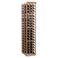 Red-brown wine bottle rack standing upright with open lattice shelves.