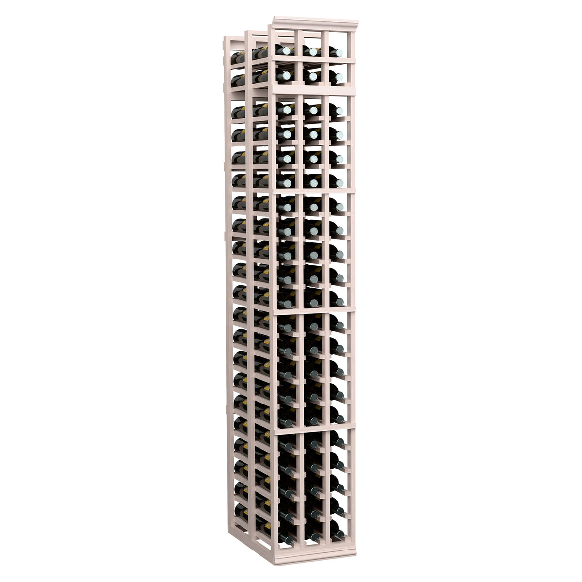 7-ft double-deep wine rack in gray-stained wood with two columns of bottle slots