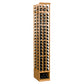 3-column double-deep wine bottle rack with honey wood frame and light bottle dividers