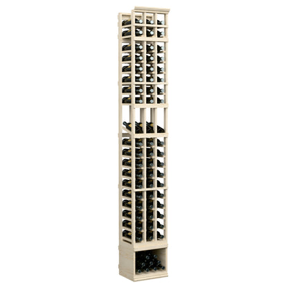 3-column wine bottle display rack, front-facing open frame with bottle storage in three rows