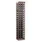 6-foot three-column wine bottle rack with dark stained frame and black bottles