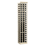 Three-column 6ft wine bottle rack in light wood with open sides for easy access