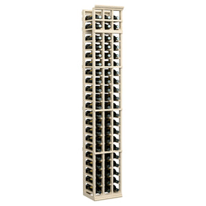 7-ft three-column wine rack in light wood finish with rows of bottle openings