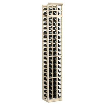 7-ft three-column wine rack in light wood finish with rows of bottle openings
