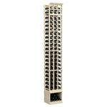 Three-column 8 ft wooden wine bottle rack, pale natural finish, square bottle slots