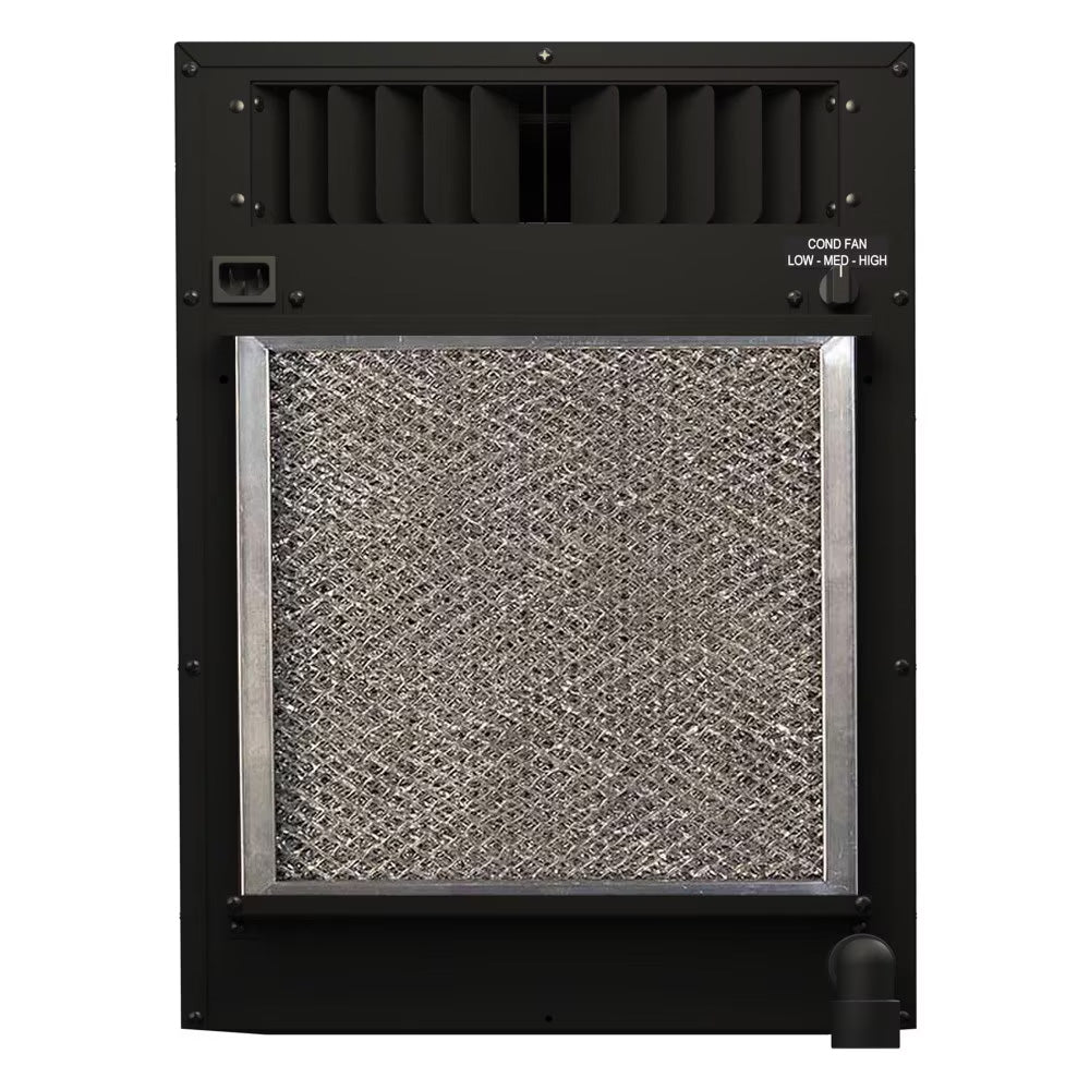 Wine cooling unit rear/side panel with wire mesh filter and vent fan cover