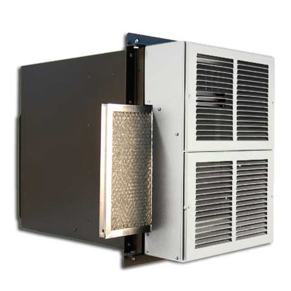 Wine cooling unit side view with insulated duct attachment and vent louvers