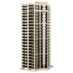 White curved corner double-deep wine rack, 4 columns of horizontal bottle rests