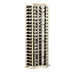 4-column curved-corner wine bottle rack in light cream wood, front view