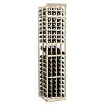 Light wood 4-column double-deep wine rack with tall grid bottle storage