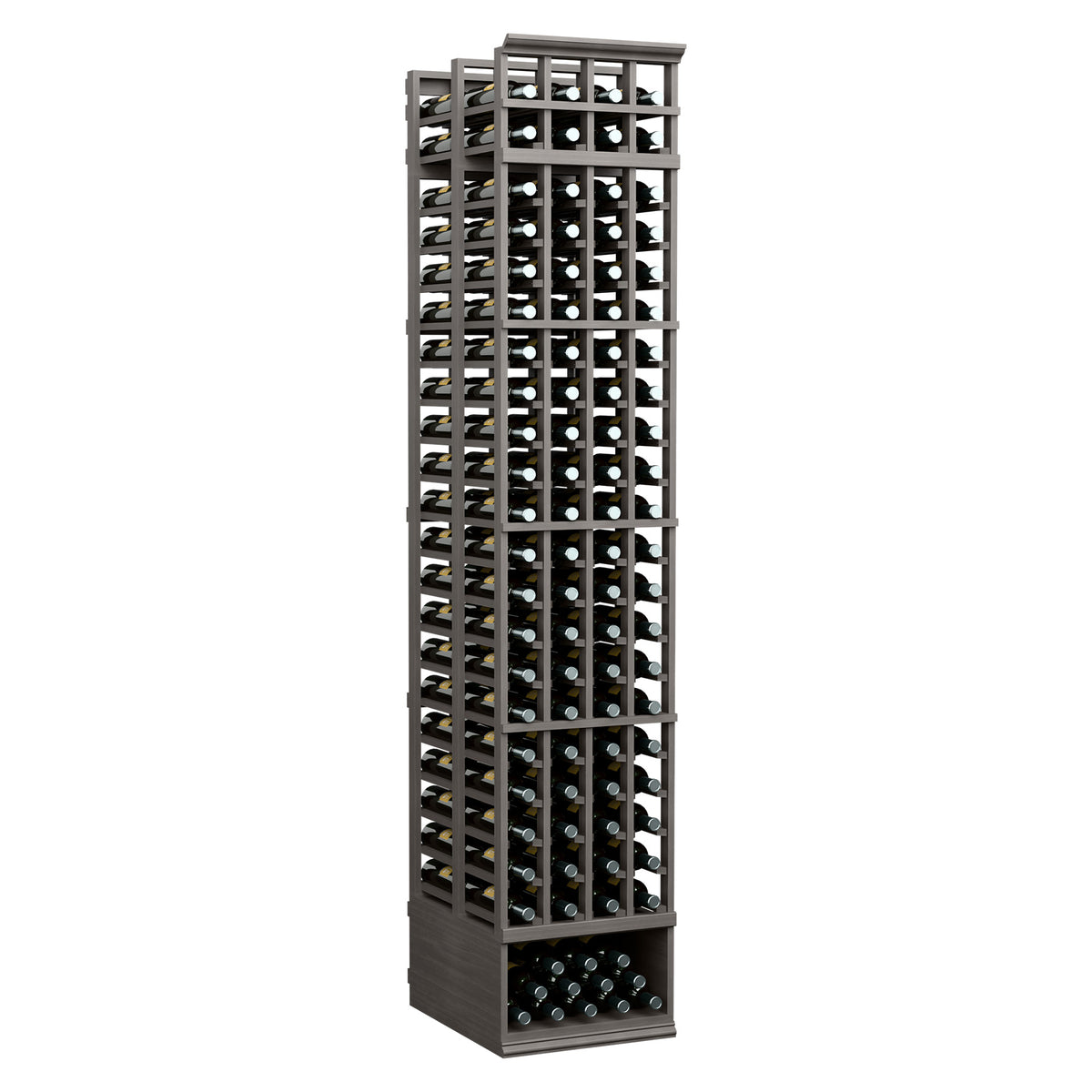 8FT 4-column double deep wine rack with black metal grid and wine bottle slots