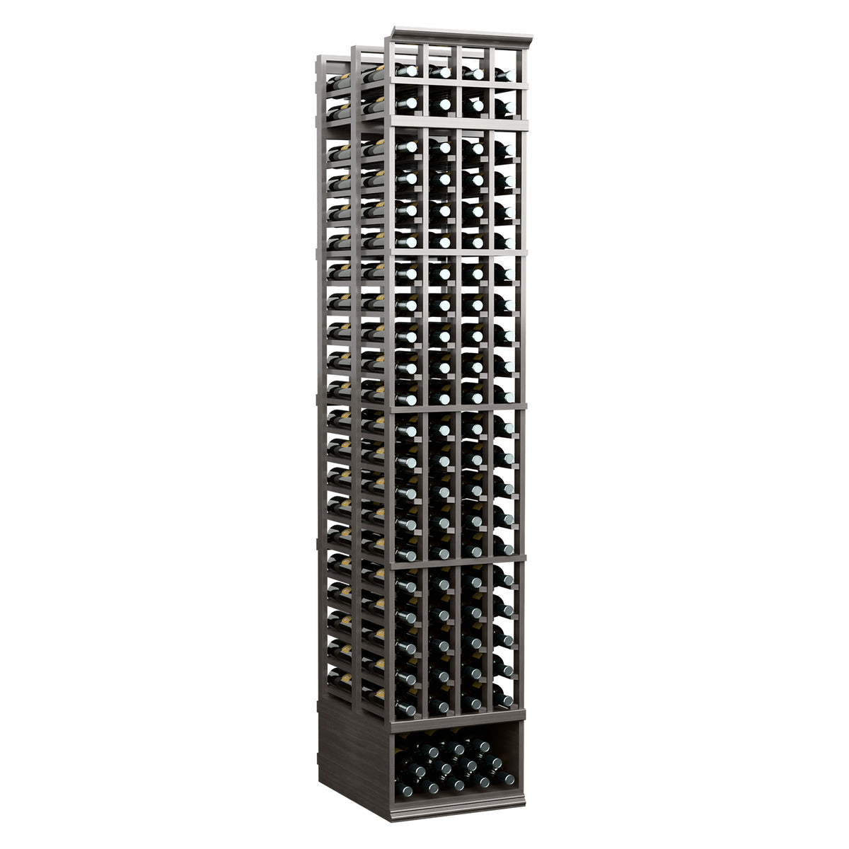 8FT 4-column double deep wine rack with black metal frame and bottle holders