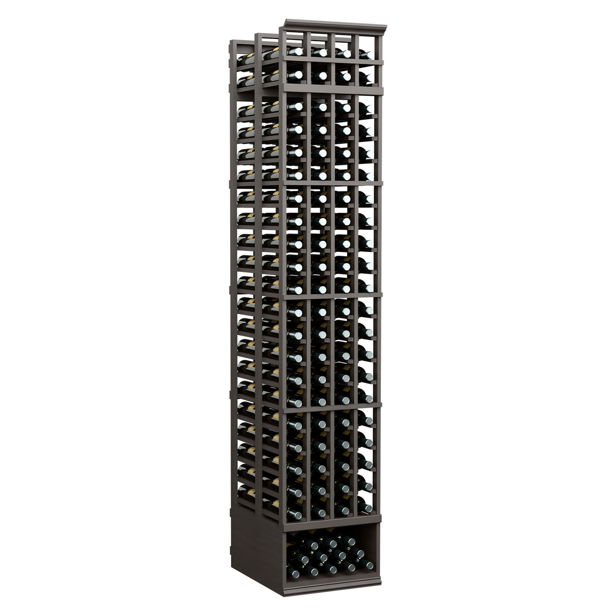 8FT 4-column double deep wine rack with black frame and stacked bottle rows