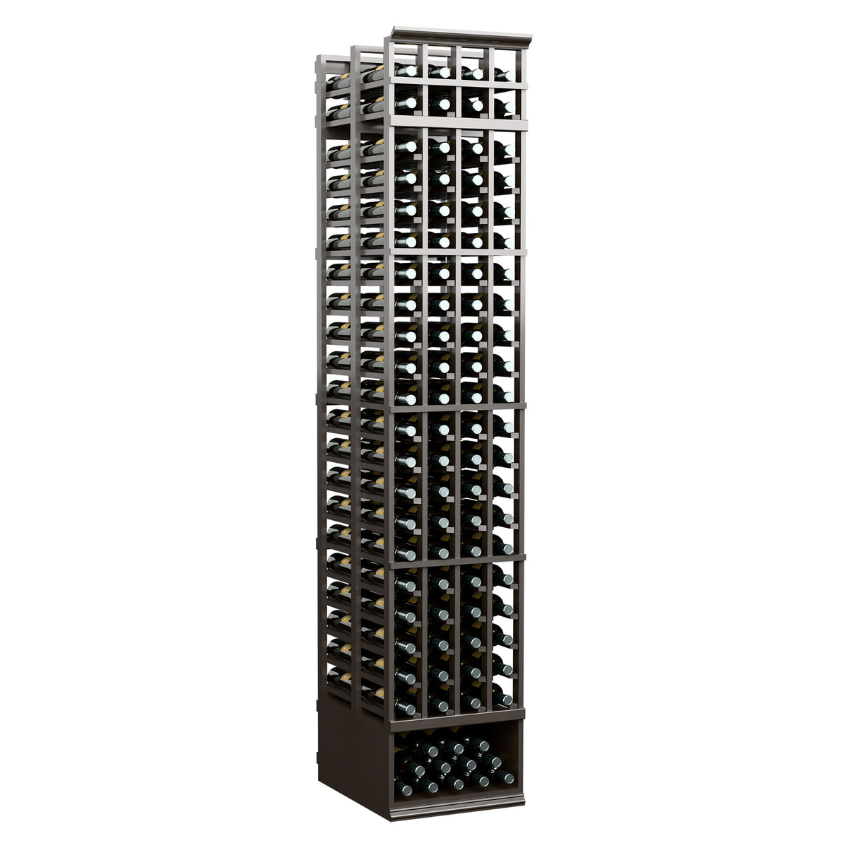 8FT 4-column double deep wine rack with black metal grid and bottle storage tiers