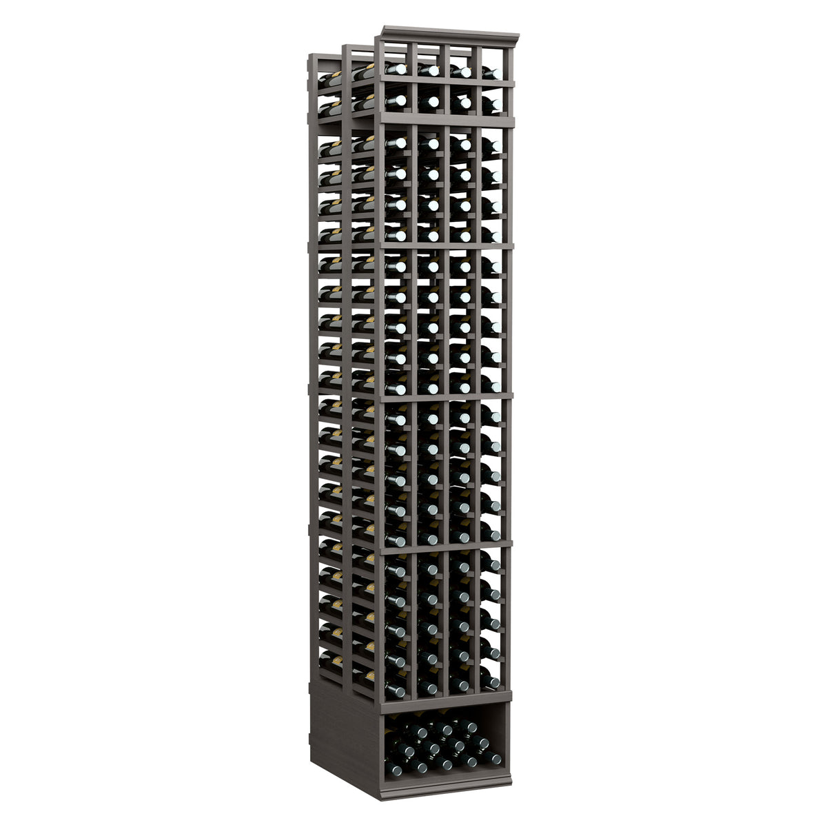 4-column double deep wine rack, black finish, holds wine bottles in two columns