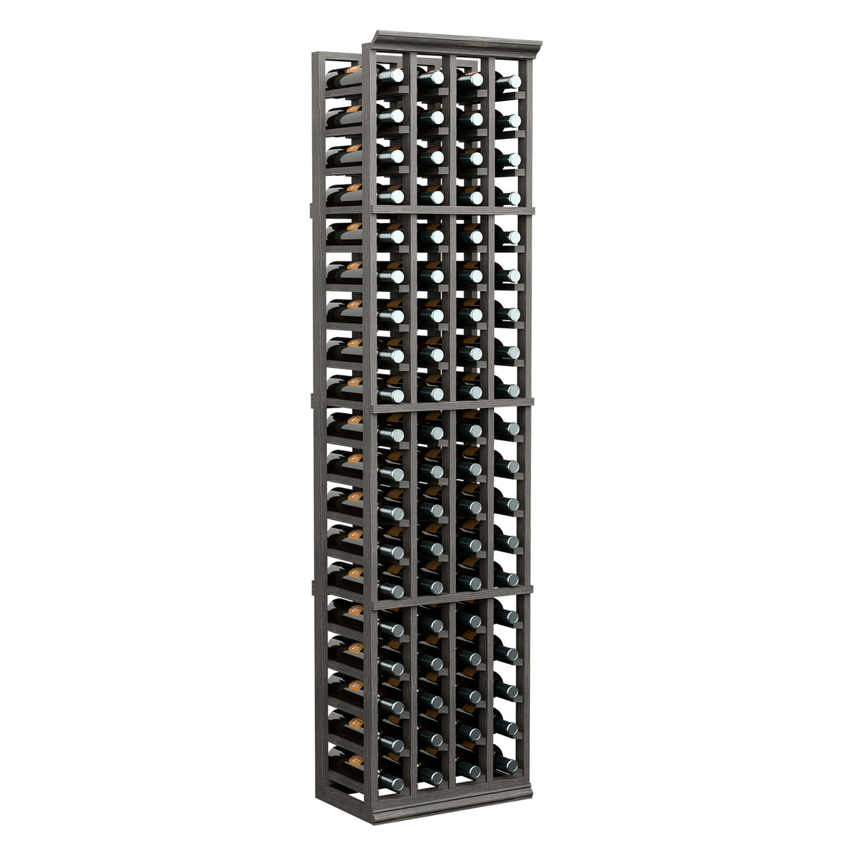 4-column 6-ft wine rack with dark frame and multiple bottle slots