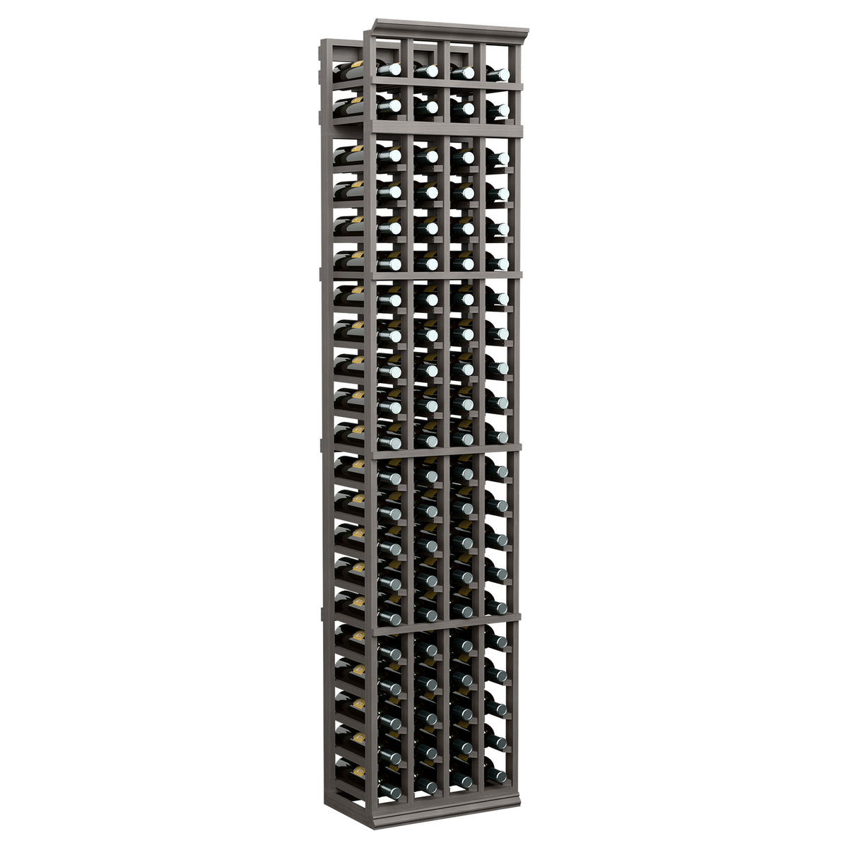 7-ft 4-column wine bottle rack with black frame and front bottle slots