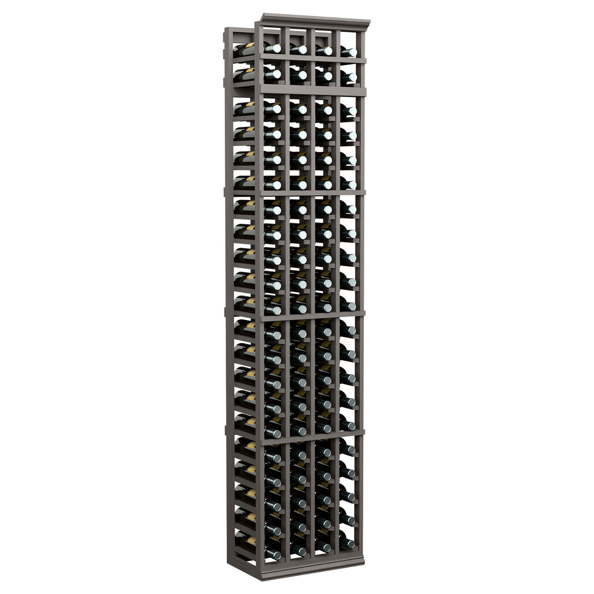 7-ft tall 4-column wine rack with black frame and open bottle holders