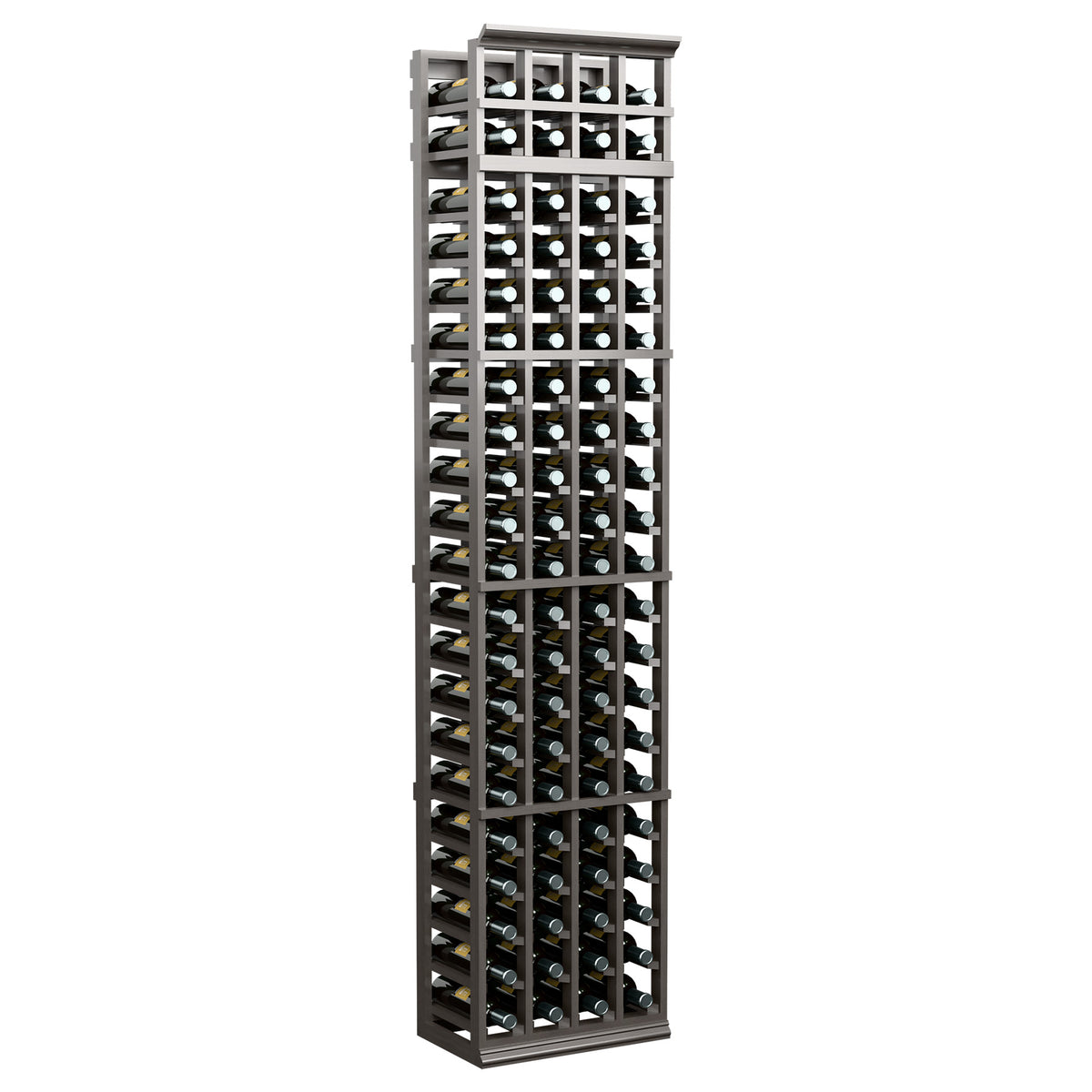 7-ft tall 4-column wine rack with black lattice bottle storage compartments