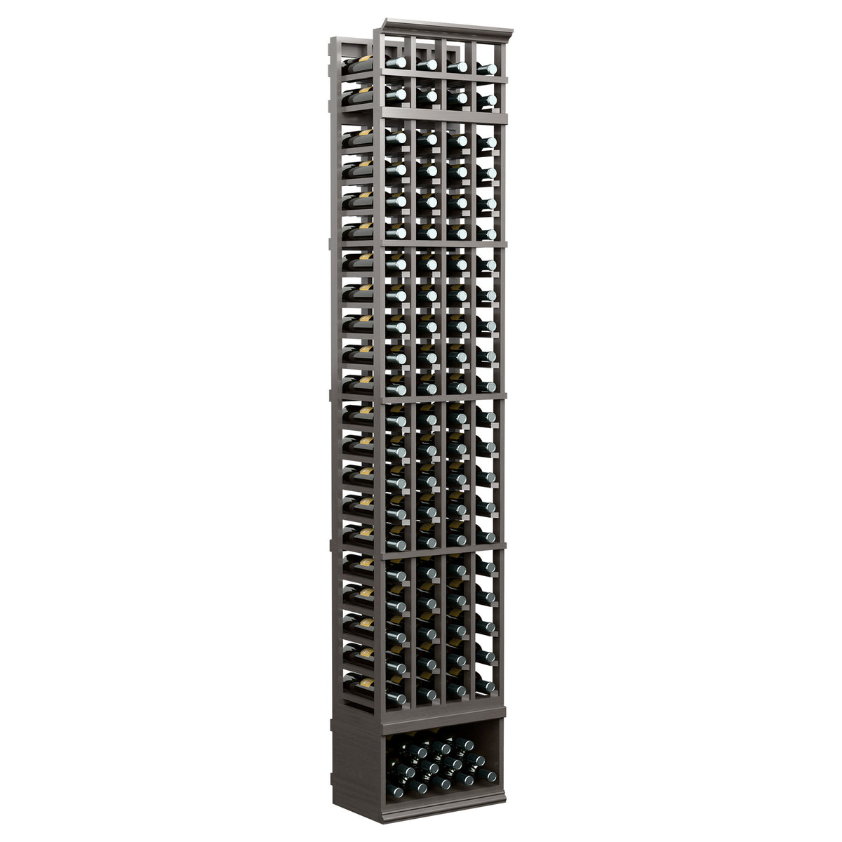 4-column 8ft wine bottle rack, dark gray frame with bottle holders
