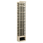 8 ft 4-column wine rack with light wood frame and square bottle openings