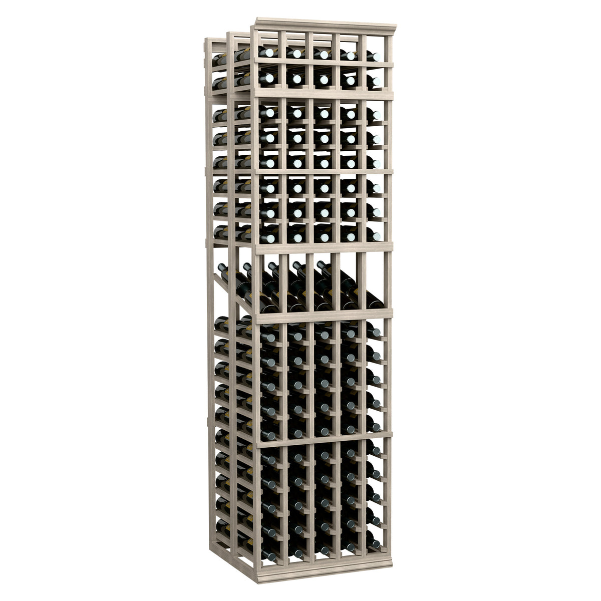 Light wood 5-column double-deep wine display rack with grid bottle holders