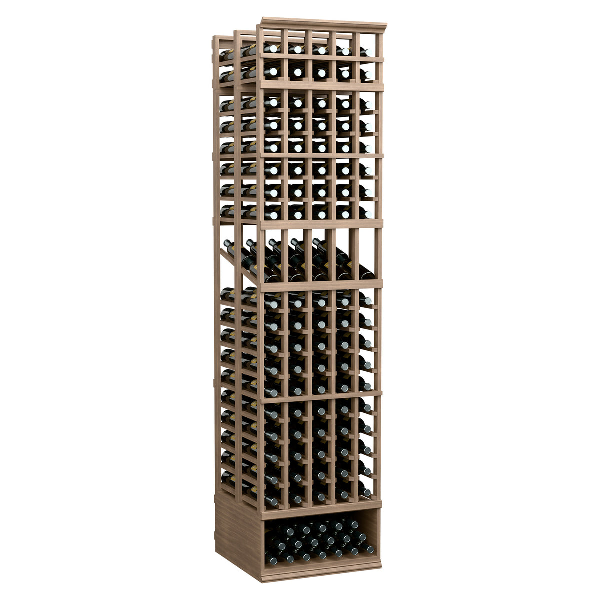 Natural light wooden wine display rack with 5 columns, double-deep bottle slots