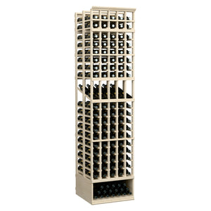 5-column double-deep wine bottle display rack in light gray, front view