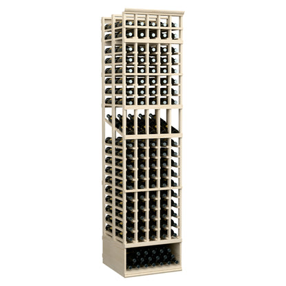 5-column double-deep wine bottle display rack in light gray, front view