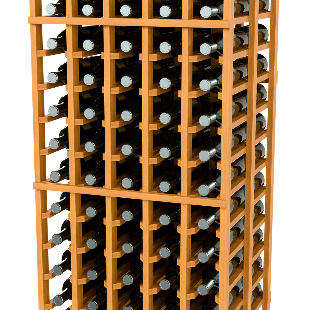 Light orange wood wine bottle rack with double deep bottle storage, 5 columns