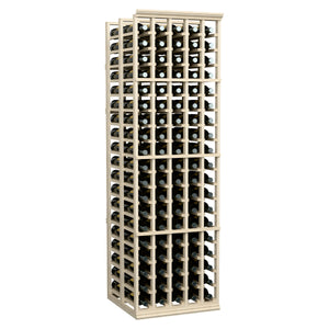 5-column double-deep wine bottle rack, 6 ft tall, light wood frame with bottle slots