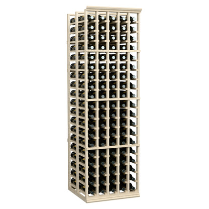 5-column double-deep wine bottle rack, 6 ft tall, light wood frame with bottle slots