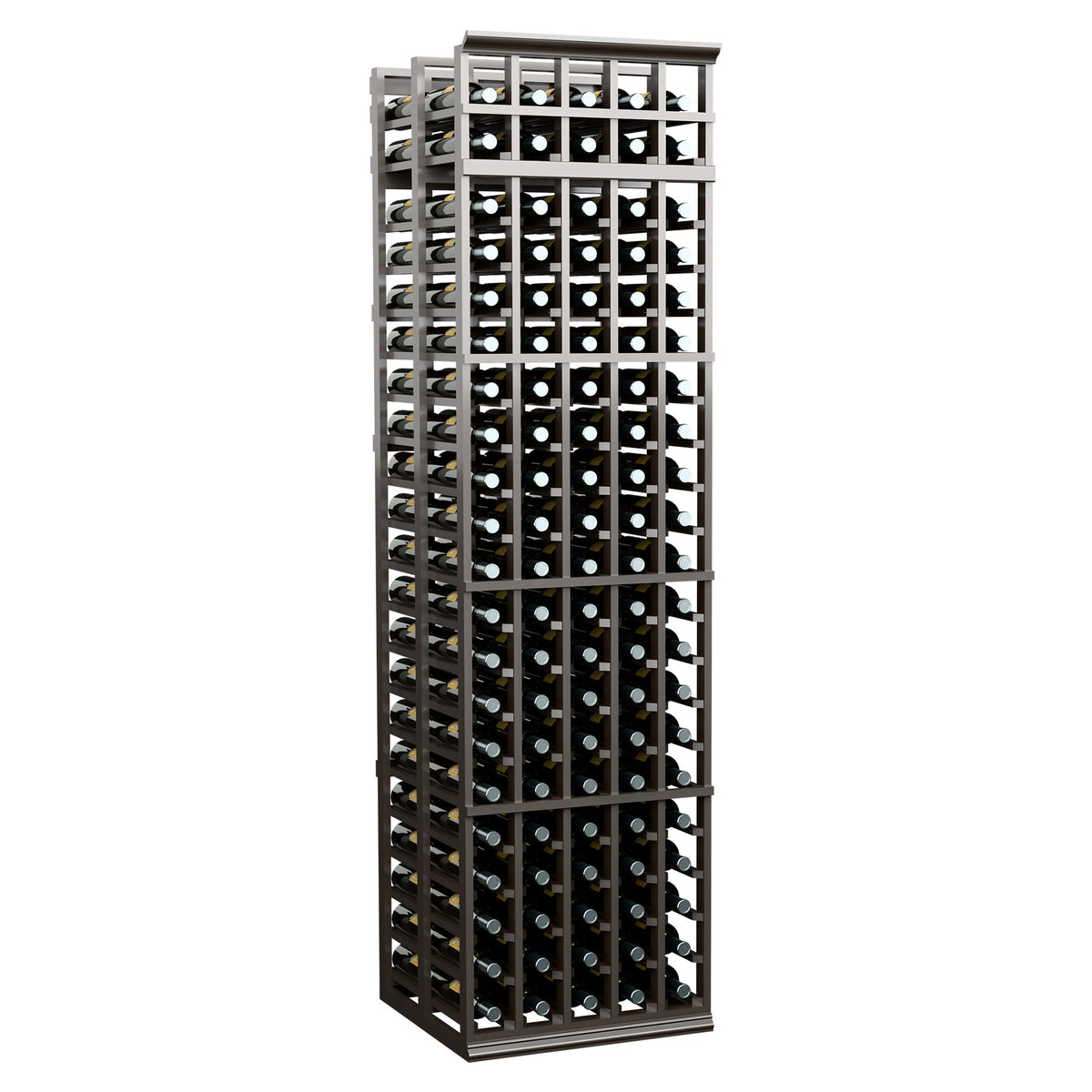 5-column double-deep wine storage rack, dark gray frame with bottle compartments