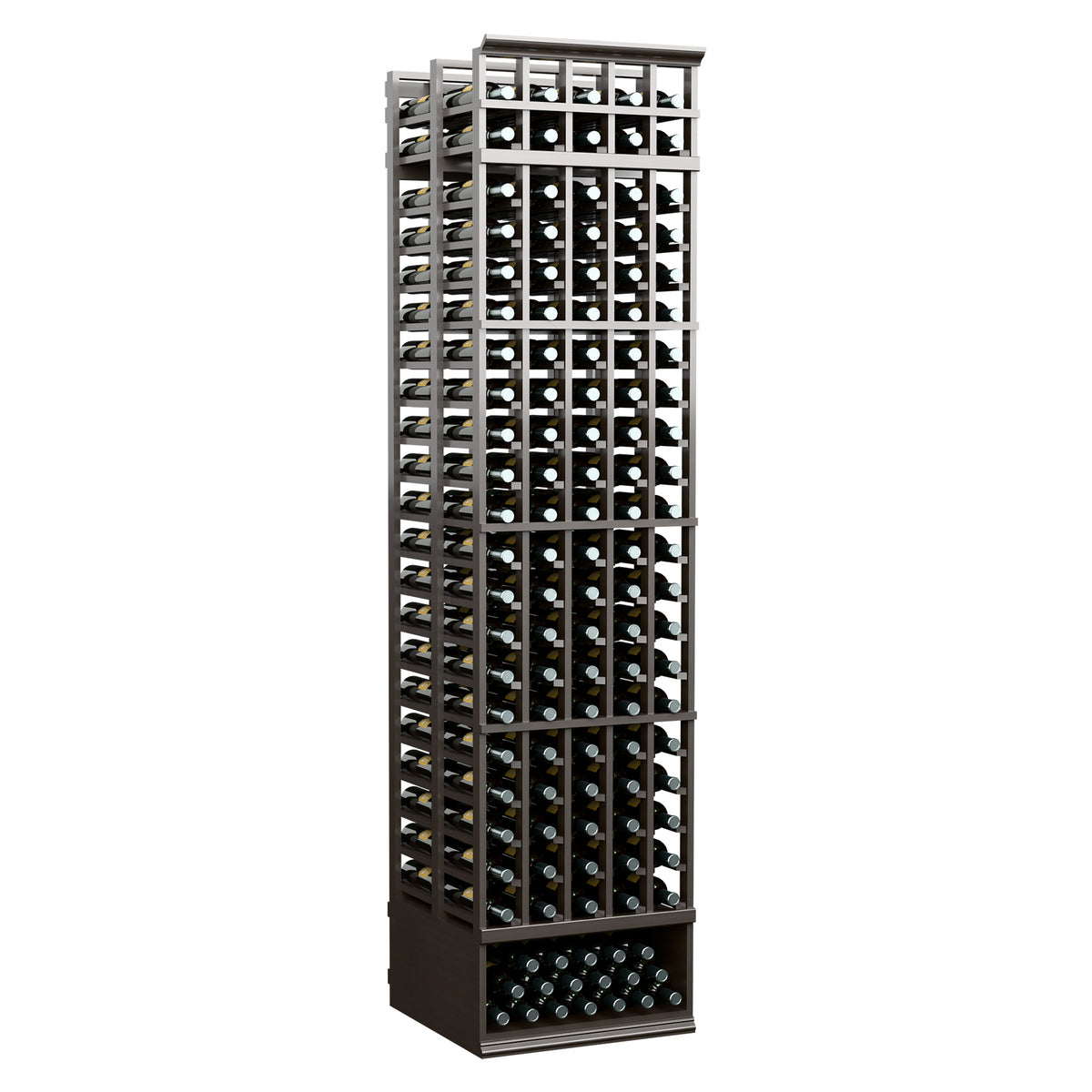 8 ft 5-column double-deep wine bottle rack with charcoal frame and front bottle slots