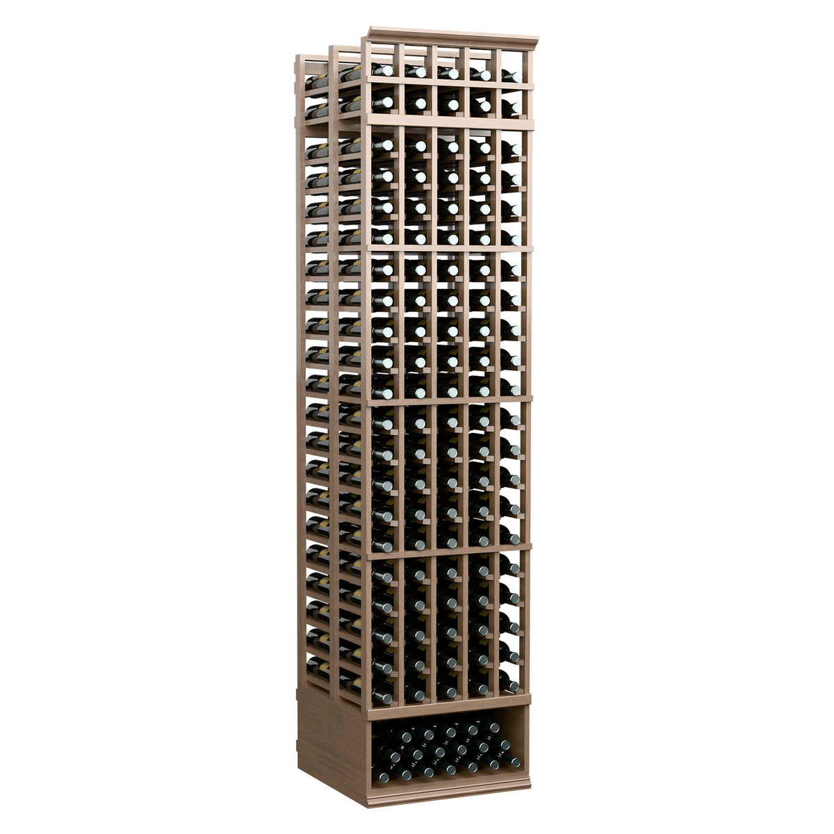 Light beige 5-column double-deep wine rack, vertical frame with multiple wine bottle openings