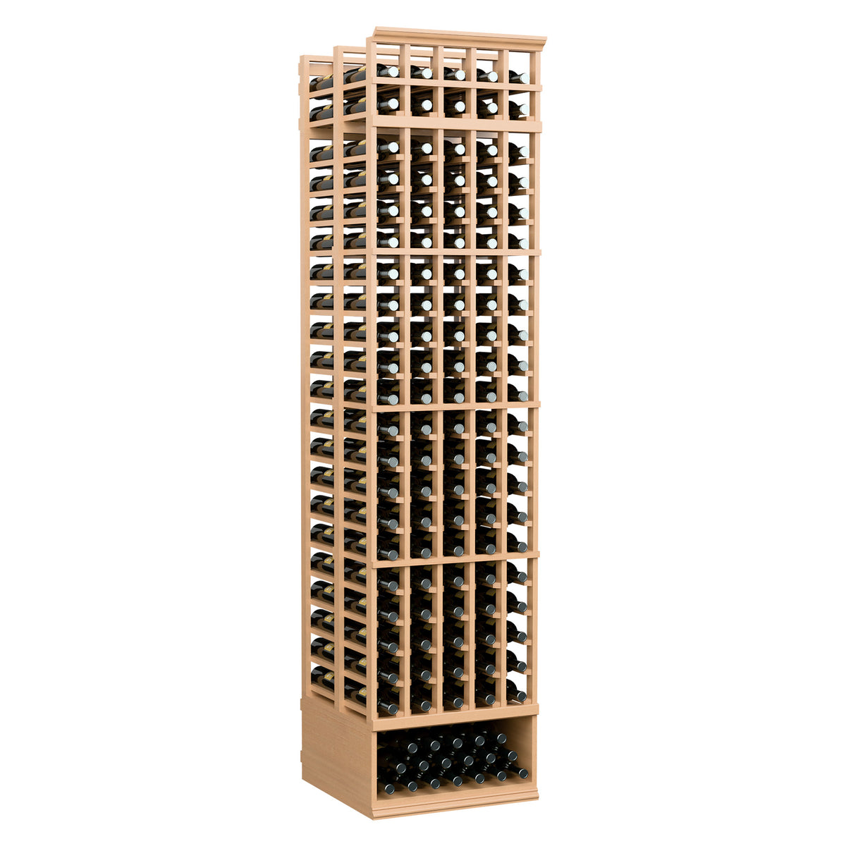 Light wood wine bottle storage rack, 5-column double-deep, 8ft tall