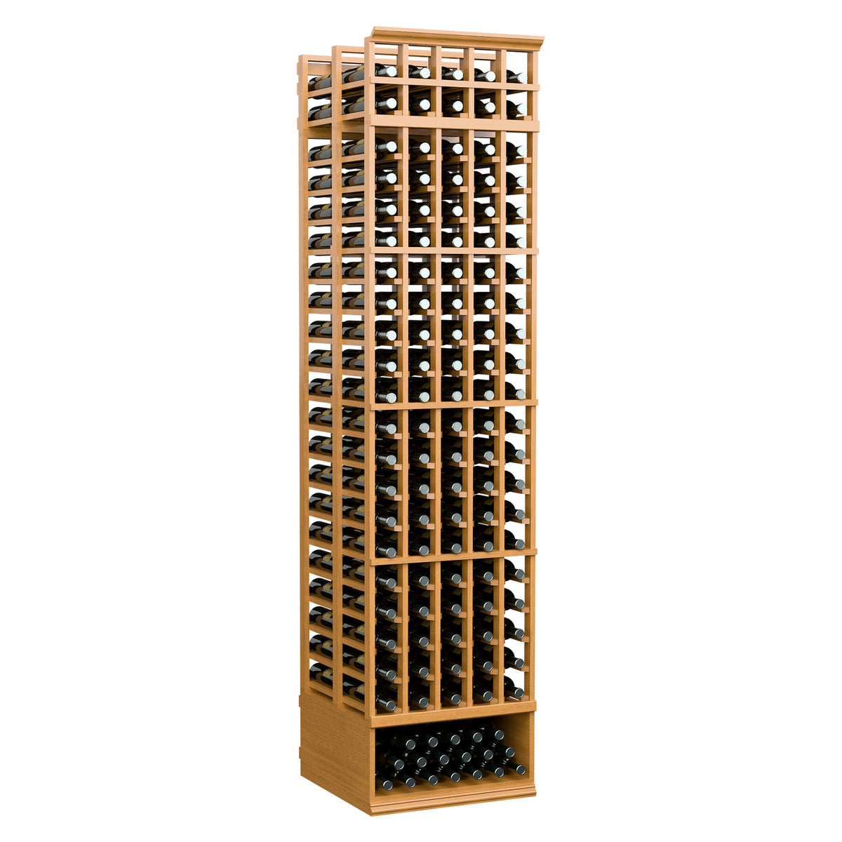 Honey wood wine bottle storage rack, 5-column double-deep, 8ft tall