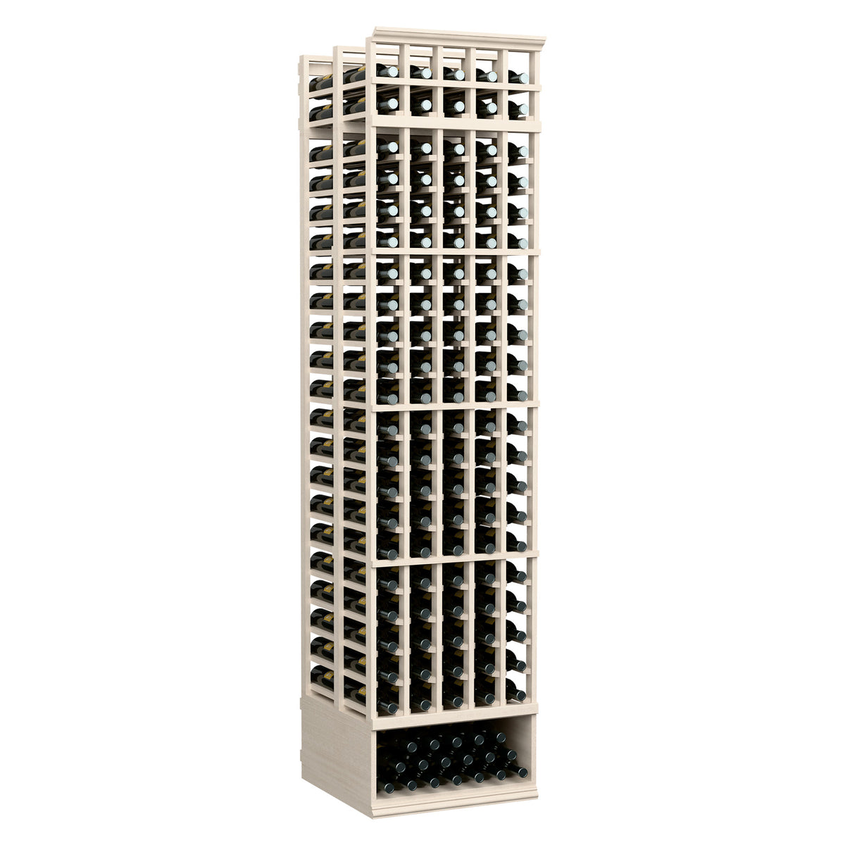 Natural white-toned 5-column double-deep wine bottle rack, 8ft tall