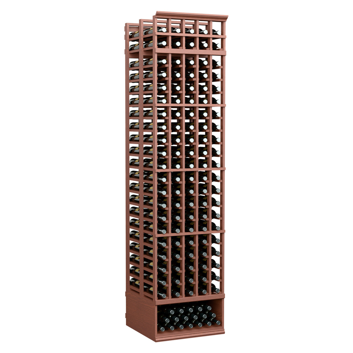 Red-brown wine bottle rack with 5 columns and double-deep bottle slots