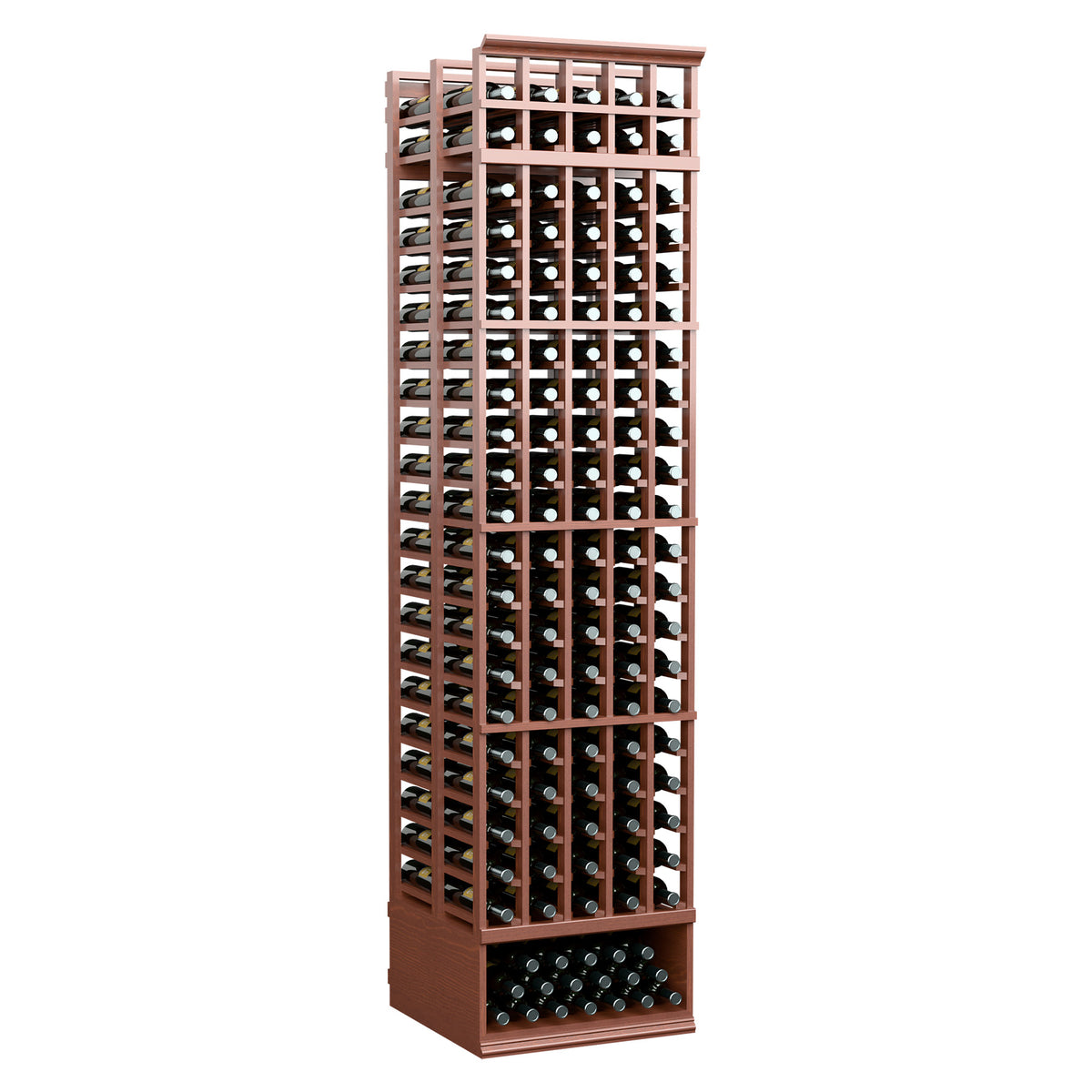 Rust-toned wine bottle rack with 5 columns and double-deep wine bottle storage