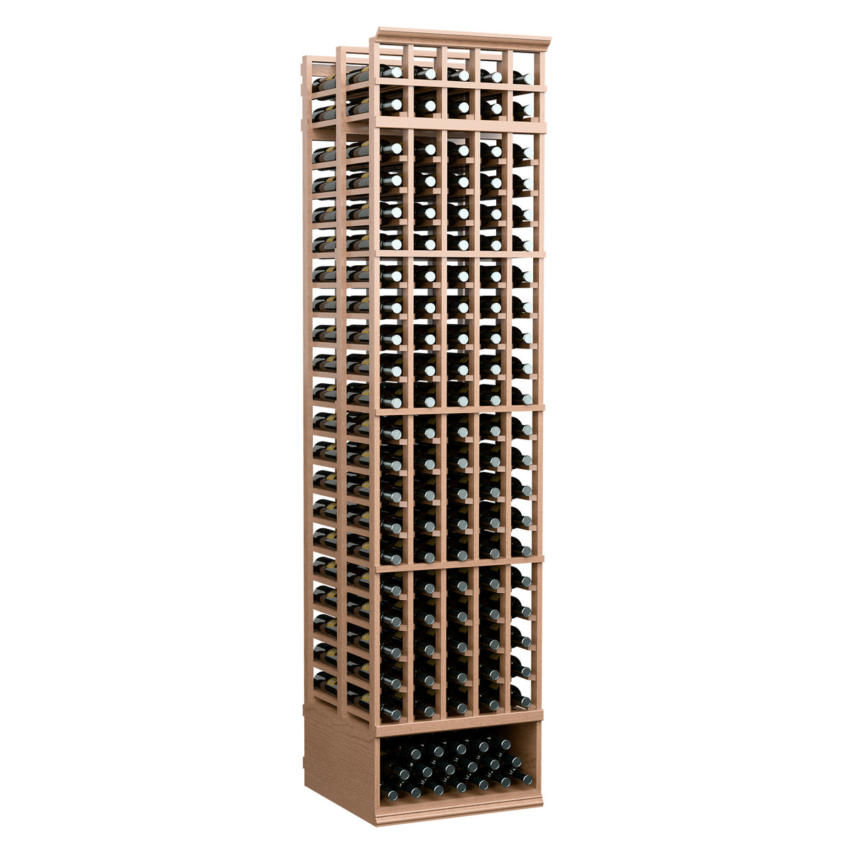 Natural wood wine bottle rack with 5 columns and double-deep wine bottle holders