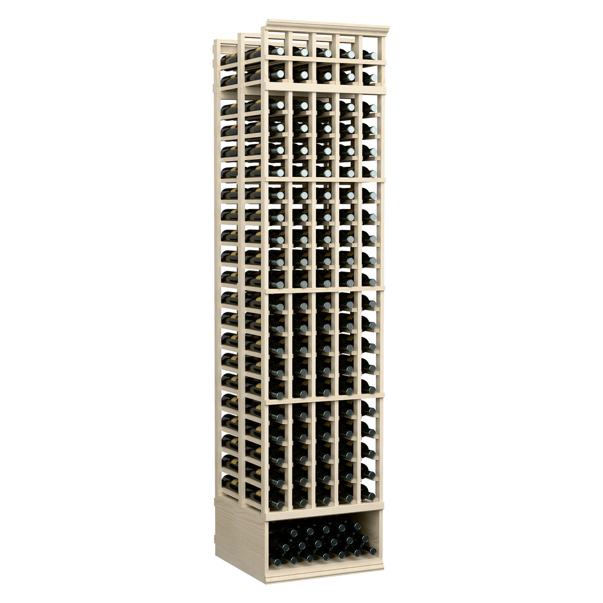 Wood wine rack with 5 columns and double-deep bottle slots, pale white finish