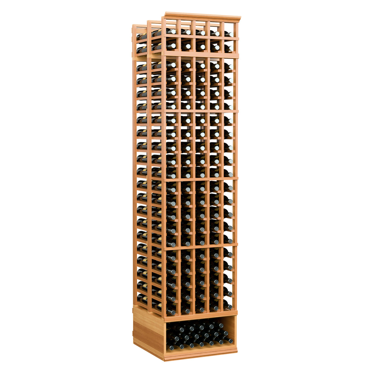 Warm wood wine bottle rack, double-deep 5-column wine holder with bottle slots