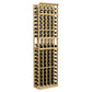 7 ft 5-column wine bottle display rack, natural wood frame with bottle compartments
