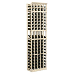 5-column wine bottle display rack, light wood with two rows of staggered bottle supports